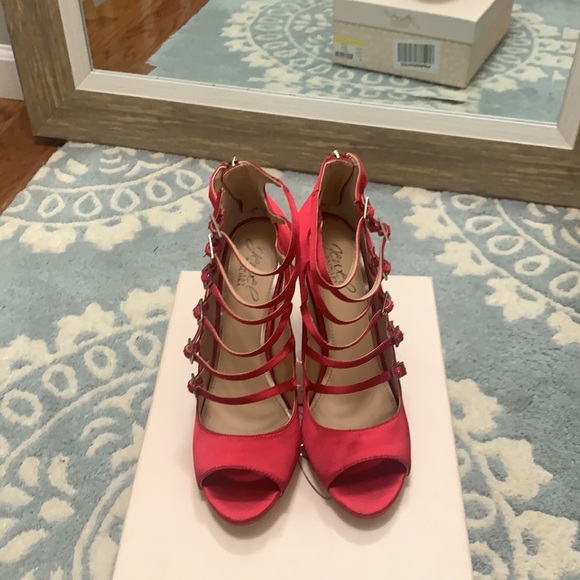 Jewel Badgley Mischka heels size 7 Dark satin pink - Picture 9 of 16